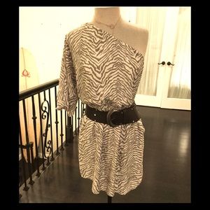 Express silky zebra print dress